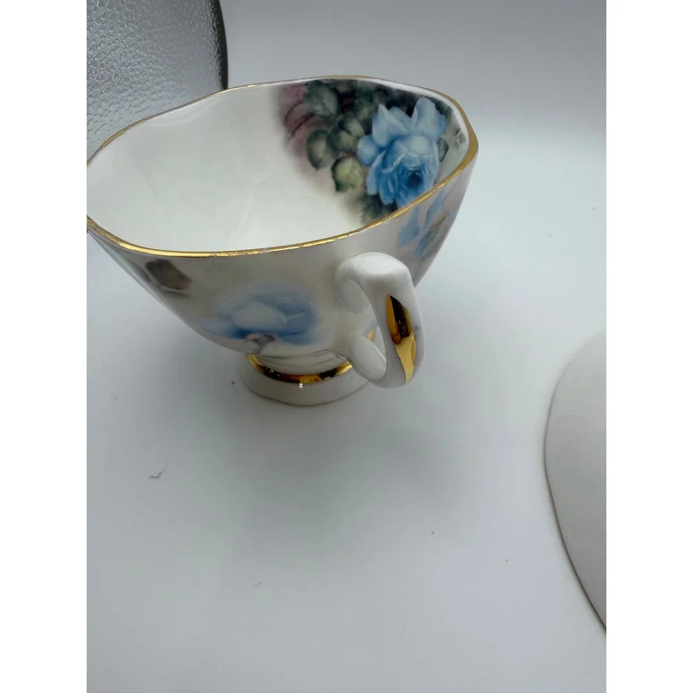 Vintage Royal Garden Rose Blossom Teacup & Saucer Set of 4 Staffordshire England